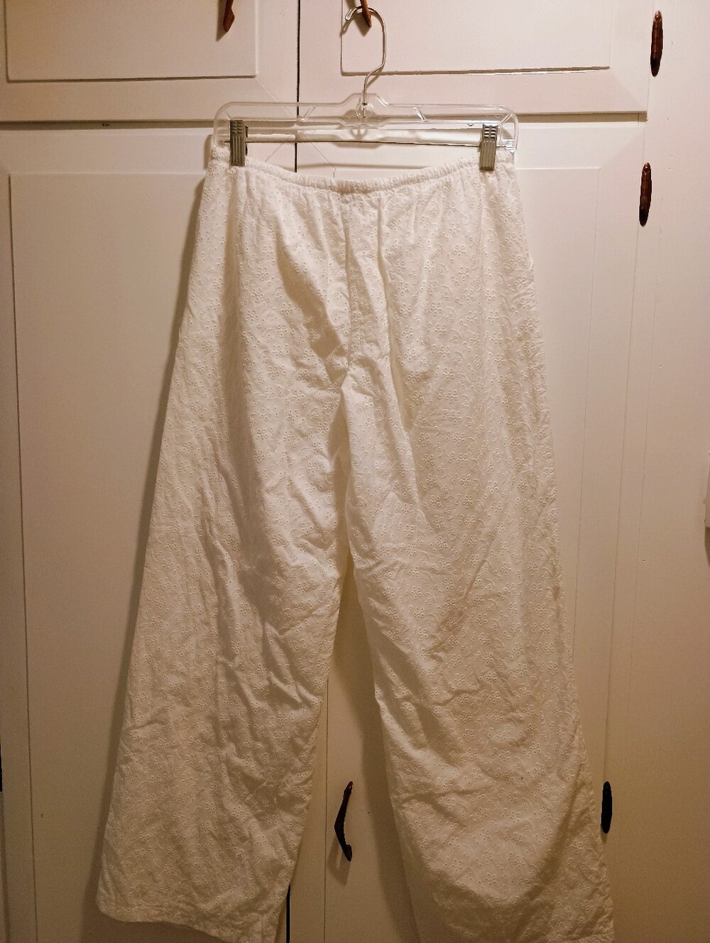 White Eyelet Drawstring Pants - Picture 2 of 6